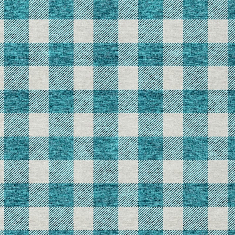 HomeRoots Plaid Transitional Rectangle Outdoor Rug