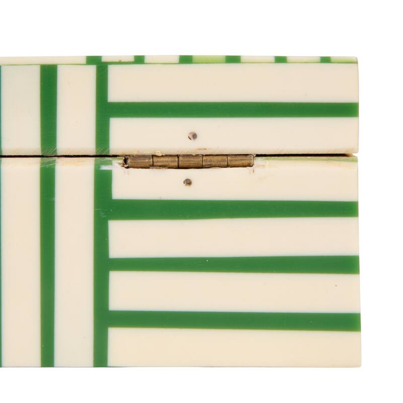 Resin Box with Striped Block Pattern and Gold Clasp