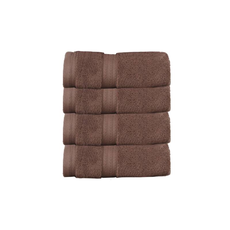 Home Weavers Elegance Essentials 550GSM Cotton Zero Twist Super Absorbent Hand Towel Set of 4 - 16"x24" - Chocolate