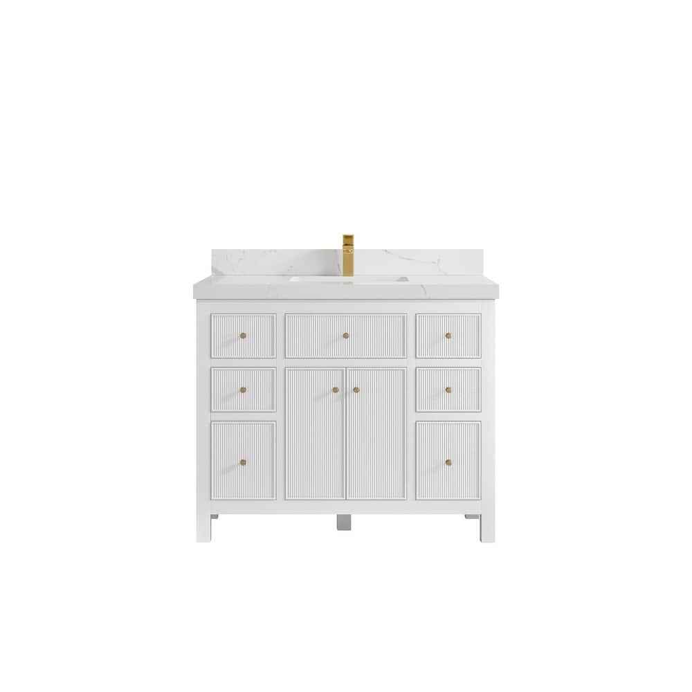 Willow Collections 42 in W x 22 in D Sonoma Free Standing Reeded Single Sink Bathroom Vanity with Countertop