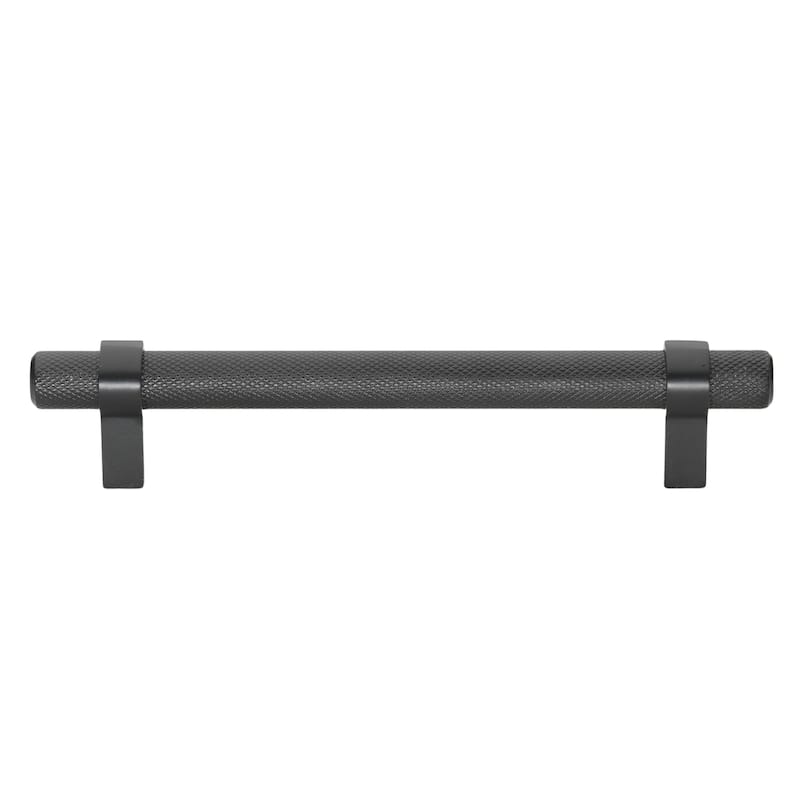 5 in Screw Center Knurled Euro Solid Steel Bar Pull (Pack of 25) - Matte Black