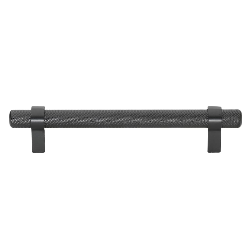 5 in Screw Center Knurled Euro Solid Steel Bar Pull (Pack of 5) - Matte Black
