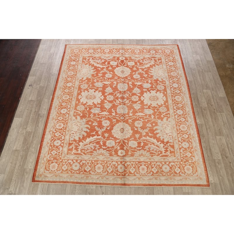 Hand Knotted Oriental 100% Wool Carpet Transitional Floral Oranges & Rust Khotan Area Rug - 10' 3'' X 8' 9''