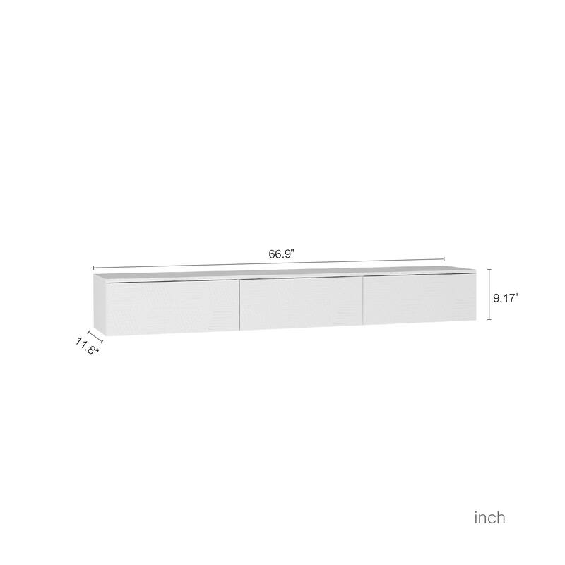 Floating TV Stand Wall Mounted with 16 Color LEDs, 67" Modern TV Stand