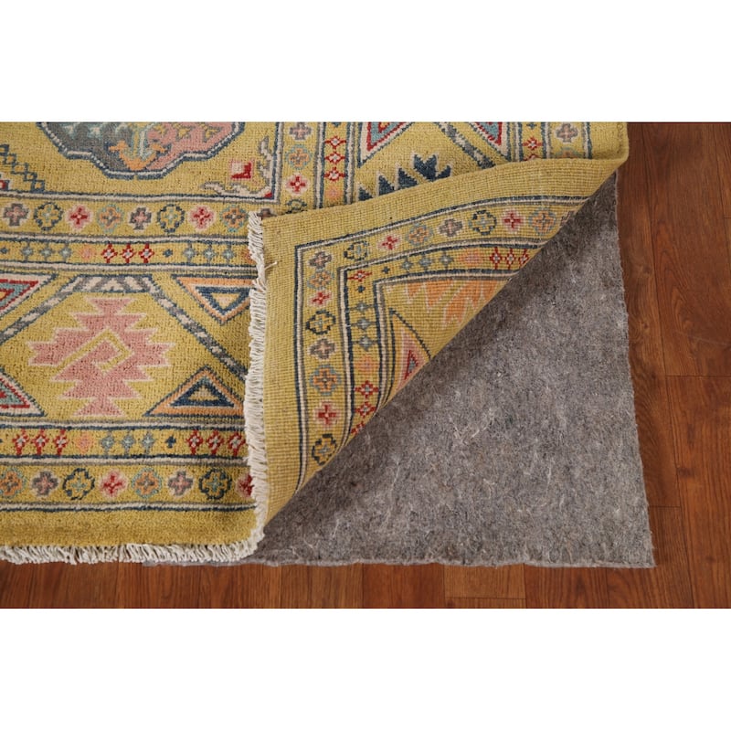 Geometric Kazak Area Rug Hand-Knotted Wool Carpet - 6'11" x 10'7"