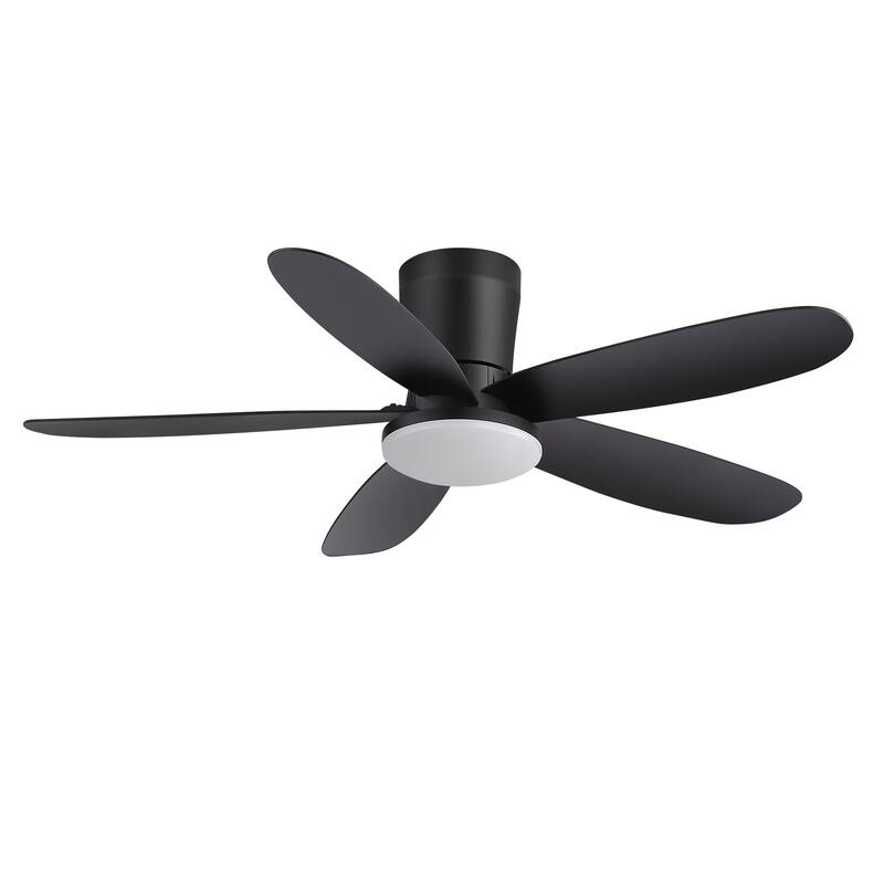 42-inch ABS 5-Blade Flush Mount Ceiling Fan with Dimmable LED Light and Remote