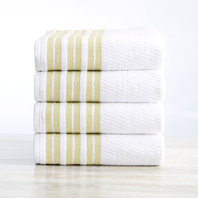 Luxurious Cotton Textured & Detailed Stripes Towel Set