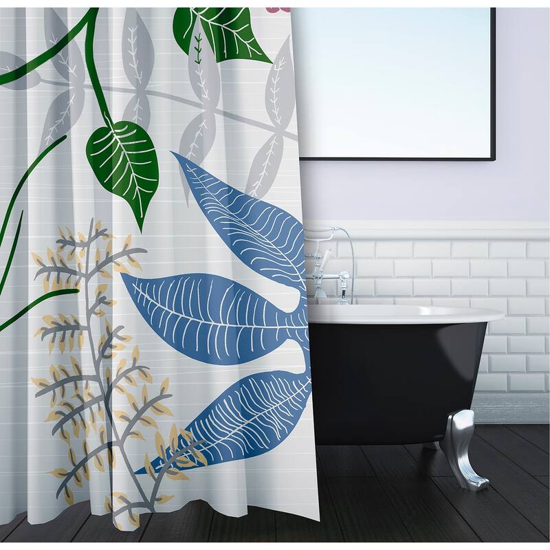 71 x 74 Botanical Floral Print Shower Curtain