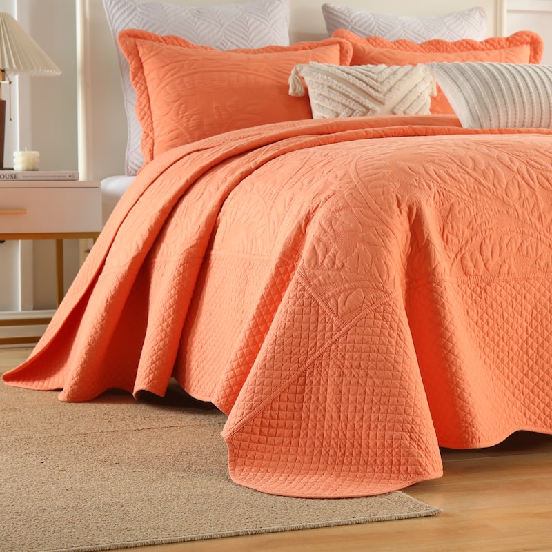 MarCielo 3 Piece Cotton Oversized Bedspread Quilt Set Tmonica