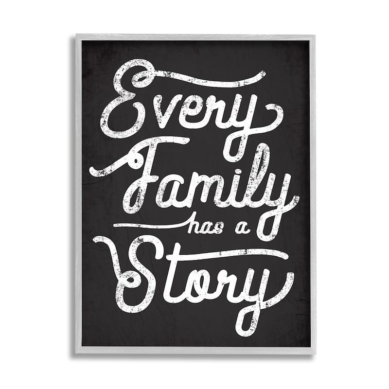 Stupell Every Family Has a Story Quote Rustic Black White Framed Wall Art