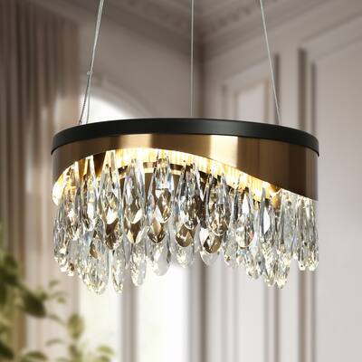 Modern LED Lighting Crystal Chandelier for Dining Room and Foyer - 11.8"D x 6.7"H