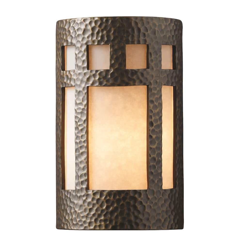 Justice Design Ambiance Brass Outdoor Large Prairie Window Wall Sconce - Gold