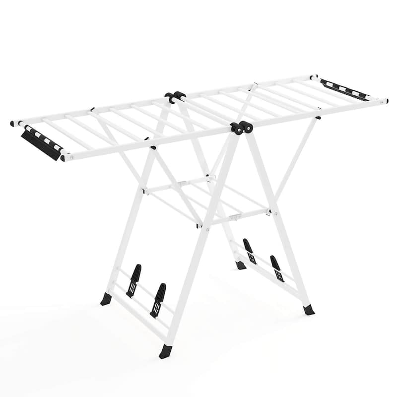 Costway Foldable Metal Laundry Drying Rack with Height Adjustable - See Details - White