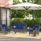 preview thumbnail 42 of 50, 4 Piece Outdoor High Back Wicker Patio Conversation Furniture Sets Navy Blue-Gray Rattan