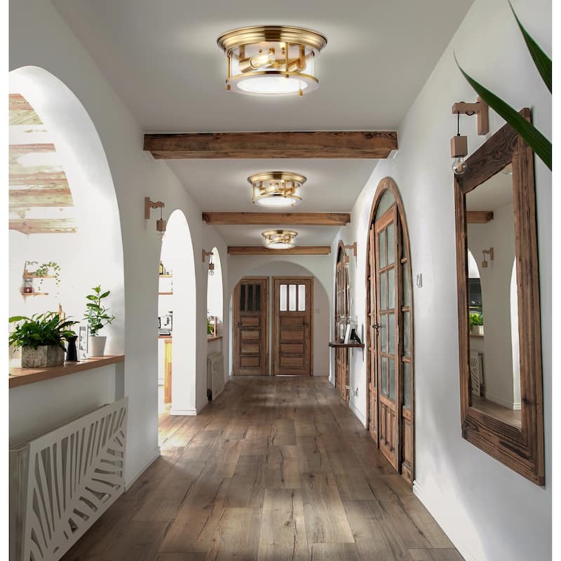 Henry 13.25" Metal/Glass LED Flush Mount, by JONATHAN Y