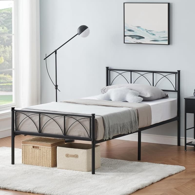 Twin Bed Frame for Girls - Black - Twin