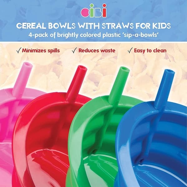 Unbreakable Wheat Straw Cereal Bowls - 14oz, 4-Pack Biodegradable Kids Bowls For Snacks, Soup, Dessert