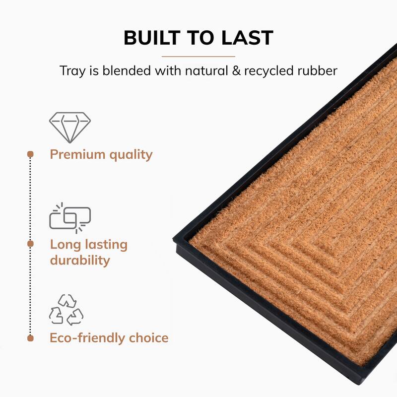 Jani Natural & Recycled Rubber Boot Tray with Rectangle Embossed Coir Insert