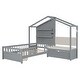 preview thumbnail 6 of 38, Gray Twin House Bed with Sofa, Charging Station & Drawers - Fun & Functional