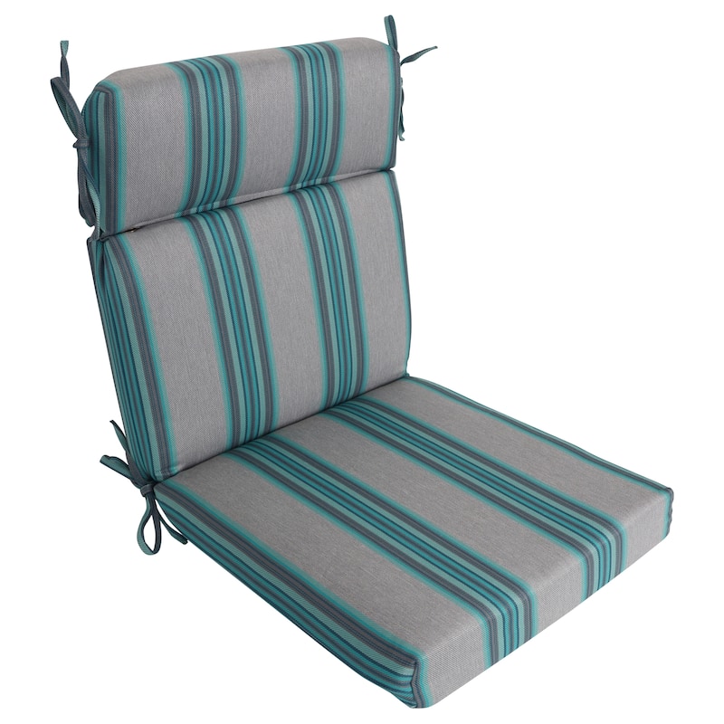 20-inch by 42-inch Striped Woven Olefin Outdoor Seat/ Back Chair Cushion - 20 x 42 - Copley Opal