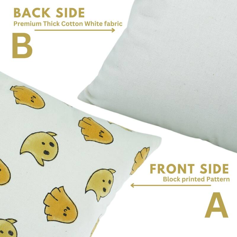 Fabdivine Handmade Halloween Yellow Ghost Decor Pillow Cover