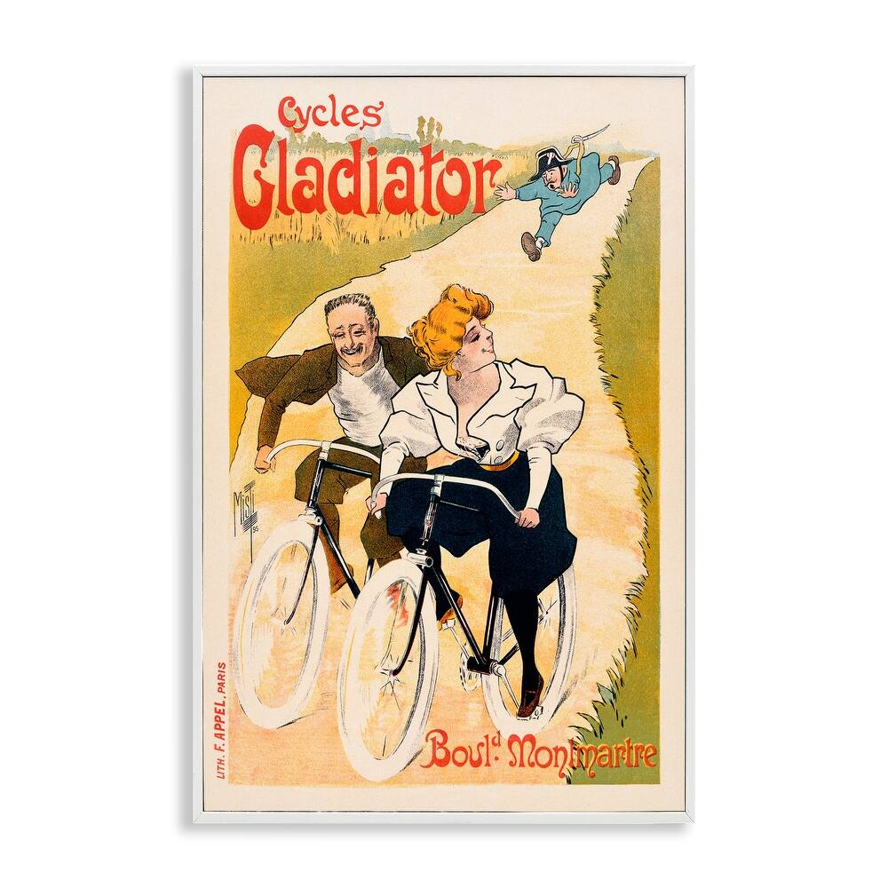 Stupell Vintage Cyclists Poster Framed Giclee Art Design By Marcus Jules