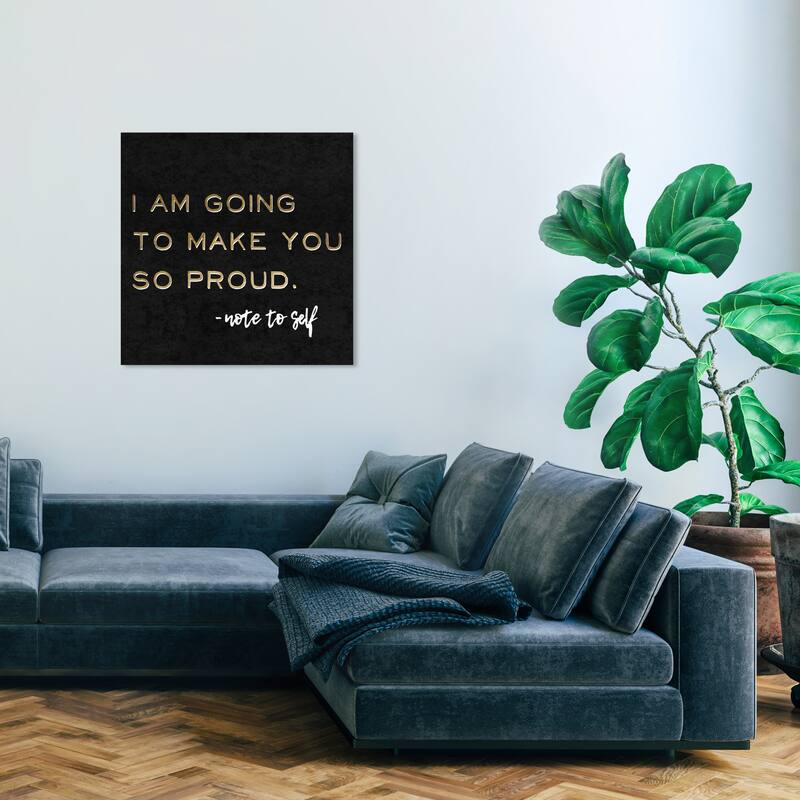 Wynwood Studio Canvas Fashion and Glam Make Myself Proud Black and Metallic Gold Glam Wall Art Canvas Print - 30 x 30