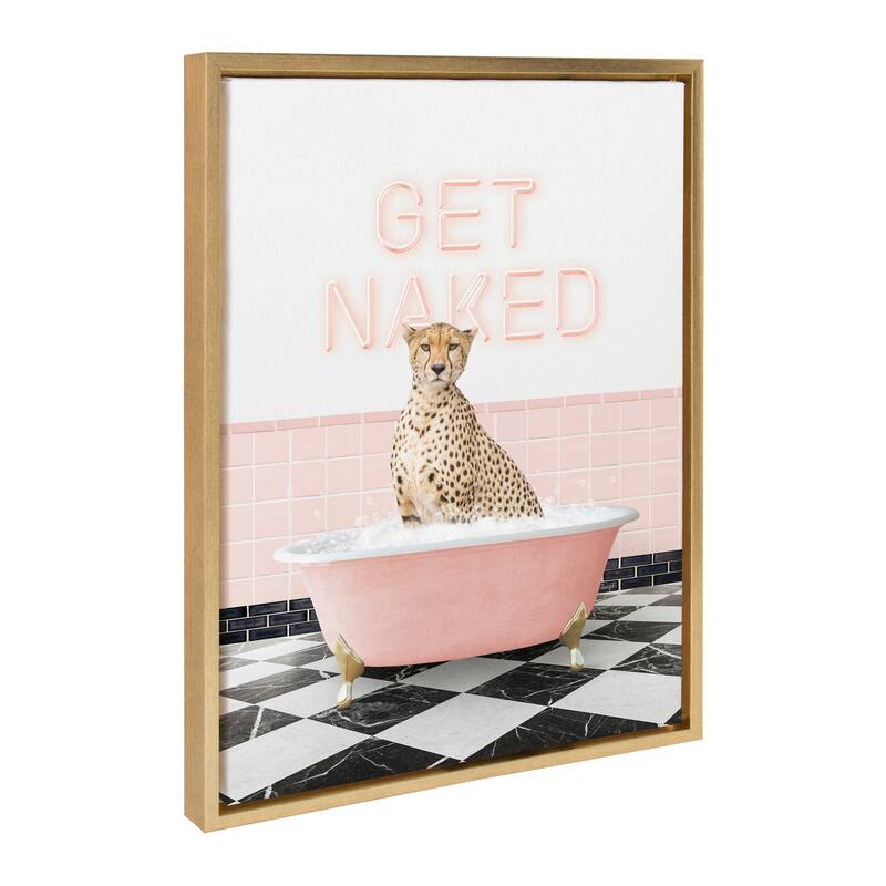 Kate and Laurel Sylvie Cheetah Get Naked Framed Canvas by Amy Peterson - 18x24