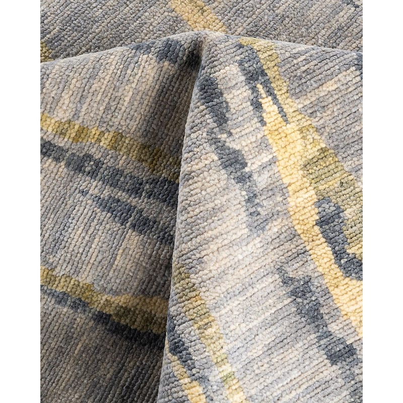 Modern One-of-a-Kind Hand-Knotted Area Rug - Gray, 8' 4" x 10' 1" - 8' 4" x 10' 1"