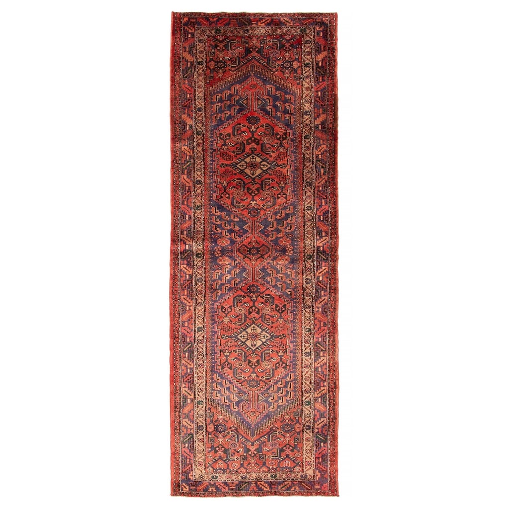 ECARPETGALLERY Hand-knotted Andelz Red Wool Rug - 3' 6" x 10' 2"