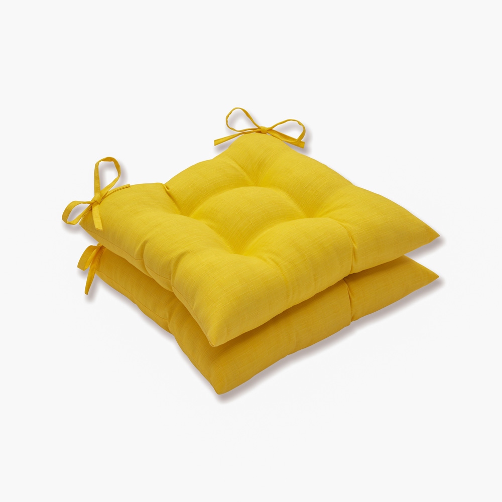 Latitude Run Amarina Indoor Outdoor Dining Chair Cushion Set of 2 Fabric Yellow