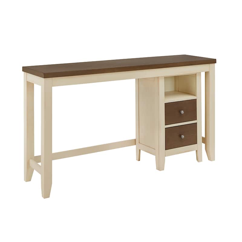Gordes Dual-tone Farmhouse Counter Height Dining Table with Storage Unit by iNSPIRE Q Classic - Creamy Off White
