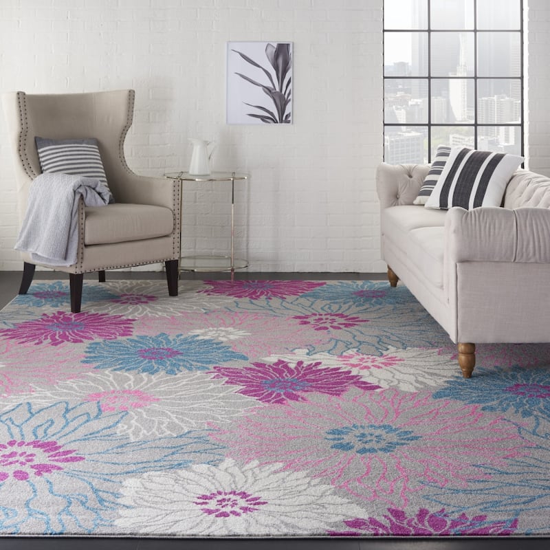 Ruba Power Loomed Floral Area Rug By HomeRoots - 9' x 12'
