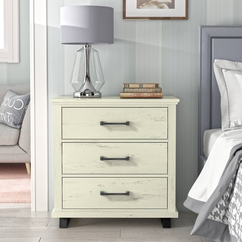 Contemporary 32" Wide Nightstand with 3 Drawers - White - 3-drawer