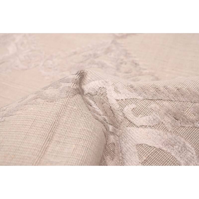 ECARPETGALLERY Hand Loomed Elysian Light Grey Viscose, Wool Rug - 8'1 x 10'3