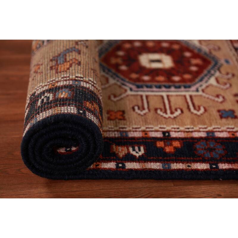Geometric Khotan Indian Foyer Rug Handmade Wool Carpet - 2'10"x 5'0"