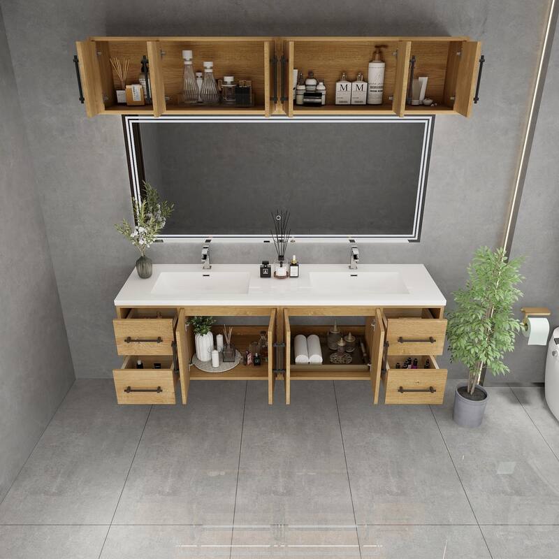 Victoria 72'' Double Sink Wall-Mounted Vanity Set with Motion Sensor LED light Top Cabinet