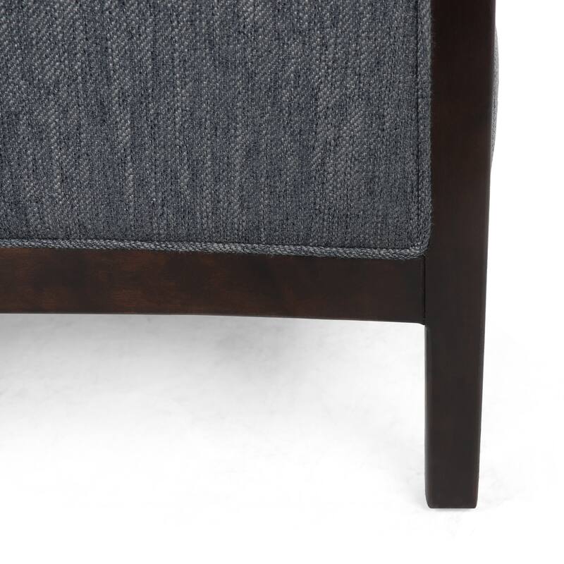 Mid-Century Upholstered Push-Back Recliner with Footrest and Birch Wood Frame
