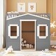 preview thumbnail 2 of 56, Full Size Solid Wood House Loft Bed with Ladder