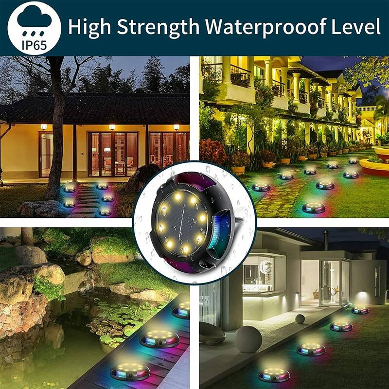4 Pack Solar Ground Disk Lights for Pathway 12 LED