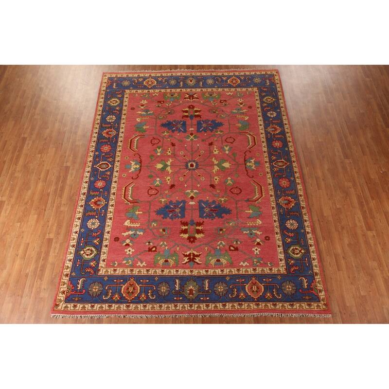 Transitional Floral Oushak Area Rug Handmade Wool Carpet - 8'11"x 11'11"