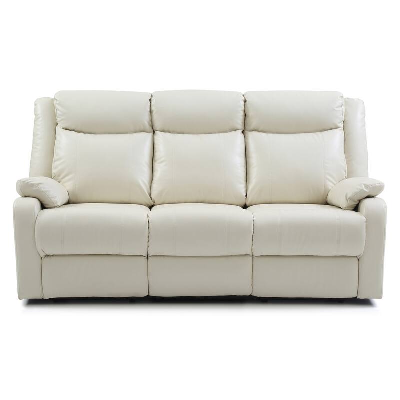 Faux leather 3-Seater Reclining Sofa with Pillow Top Arms - 76" - White