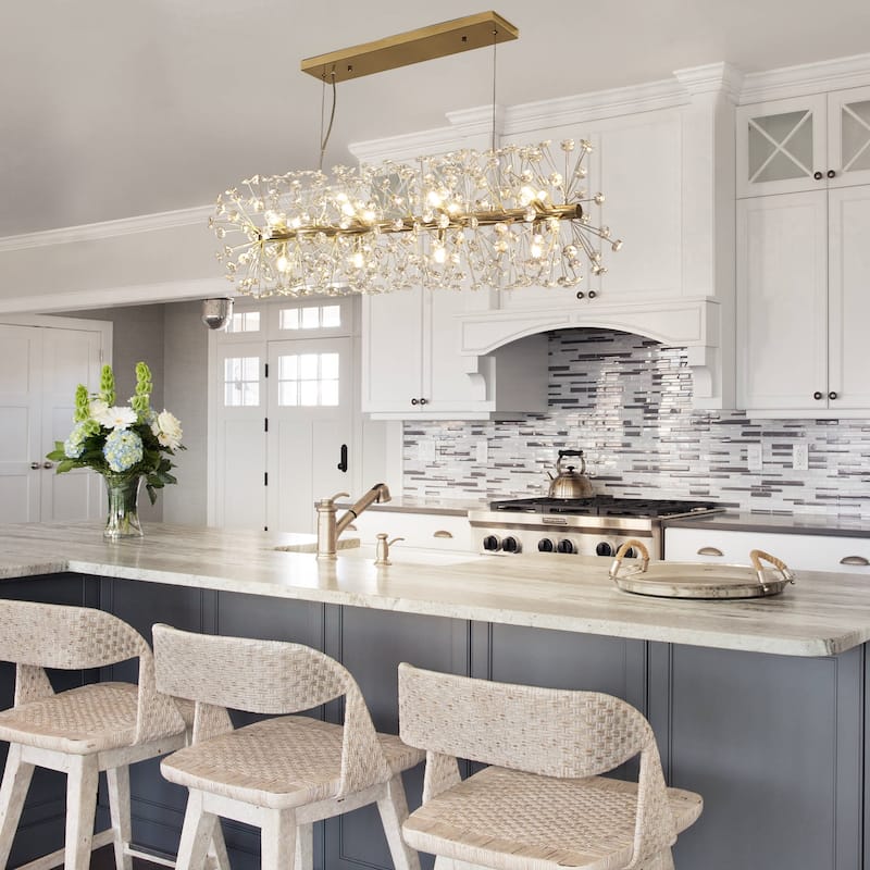 12-Light Luxury Crystal Dandelion Chandelier for Living Room, Kitchen, Dining Room - 36.6