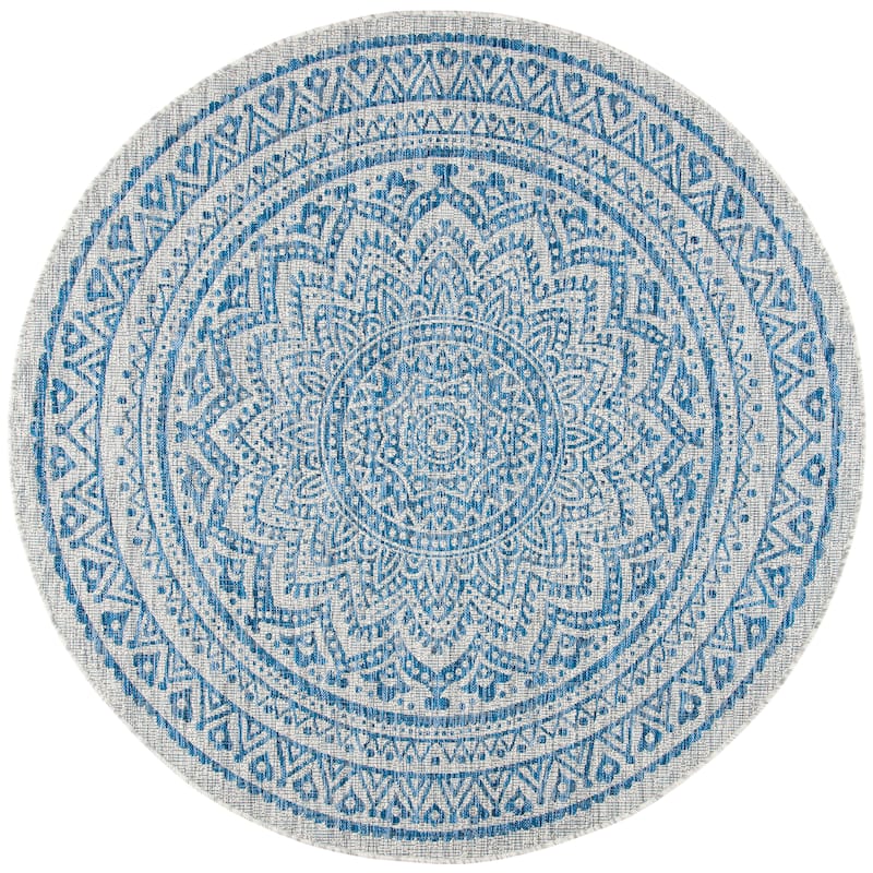 SAFAVIEH Courtyard Fran Mandala Indoor/ Outdoor Waterproof Patio Backyard Rug
