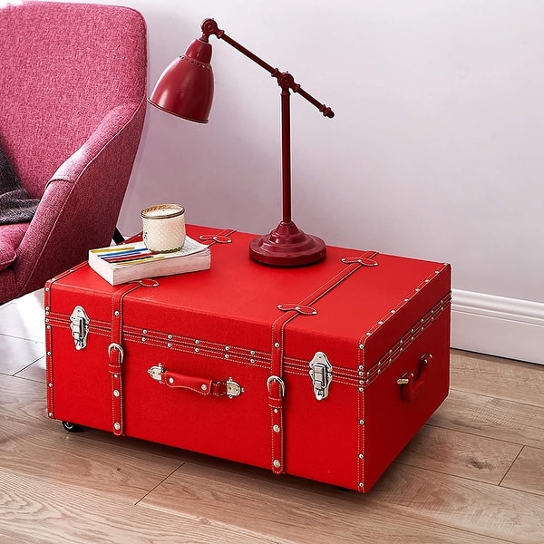 slide 2 of 4, Texture® Brand Trunk - Red by DormCo