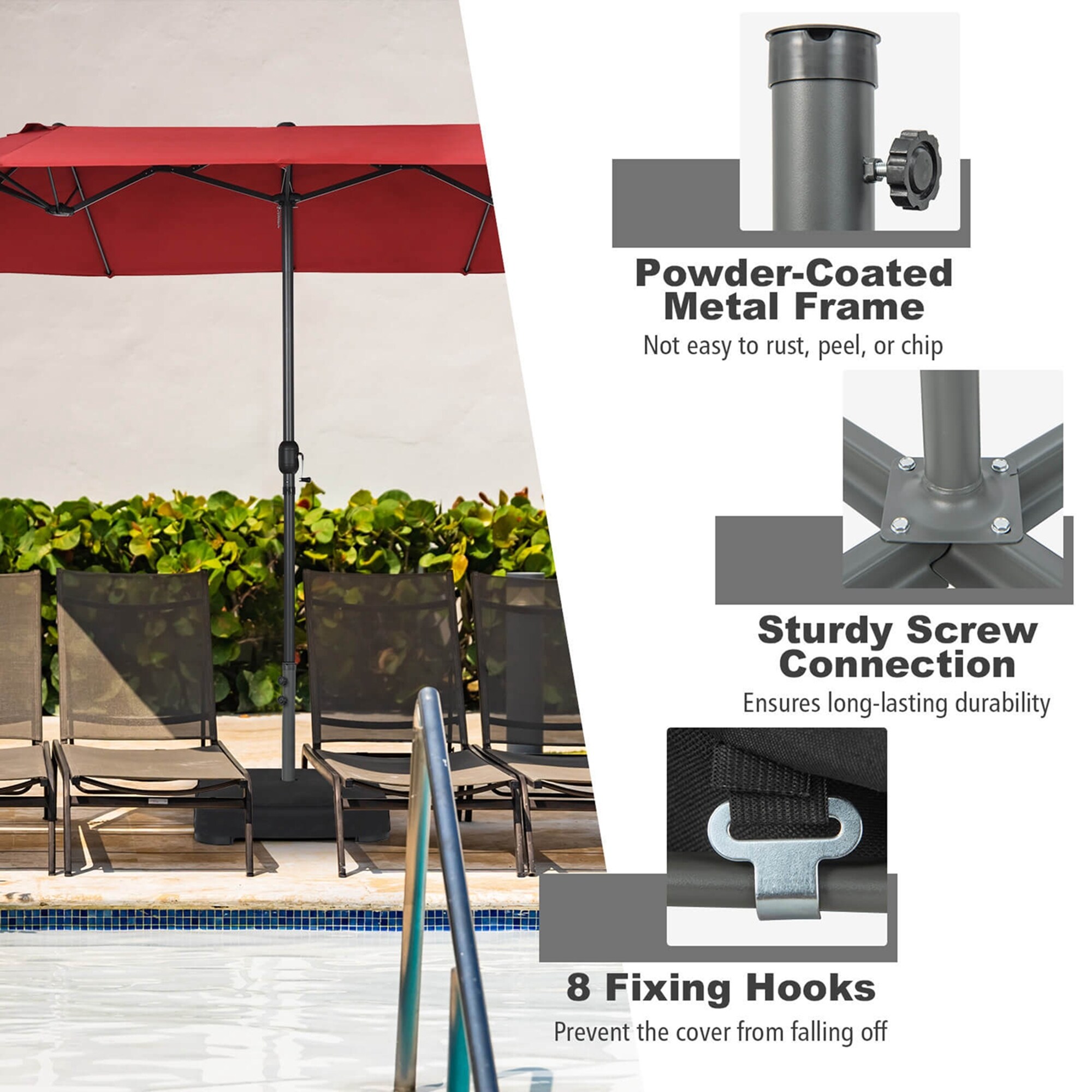 costway patio market offset umbrella stand holder base Costway 90 kg Patio Umbrella Base Large Outdoor Umbrella Stand with Sandbags