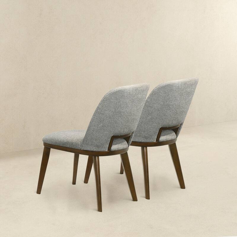 GDFStudio - Blake Modern Mid-Century Dining Chair with Fabric Upholstery & Solid Wood Base, Set of 2 - 24.8"W