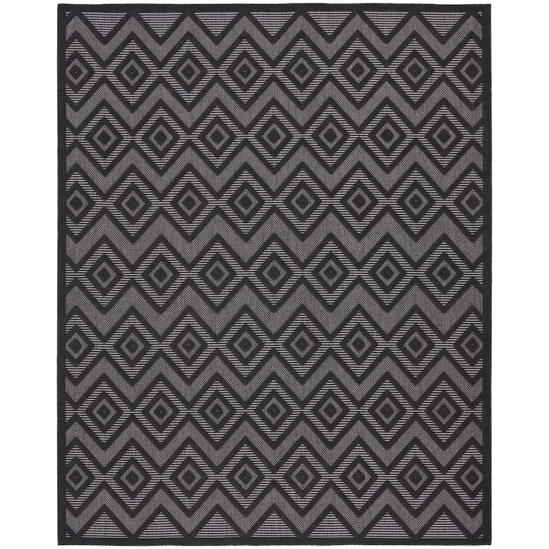 Nourison Versatile Indoor/Outdoor Geometric Flatweave Area Rug - 9' x 12' - Charcoal/Black