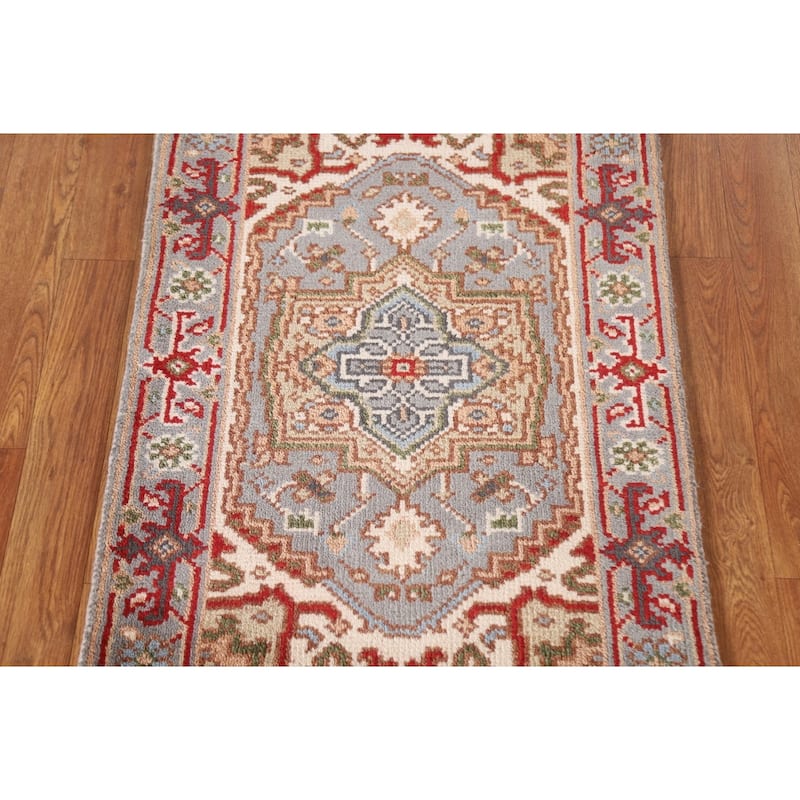 Geometric Grey Heriz Serapi Oriental Area Rug Handmade Wool Carpet - 2'0"x 3'0"