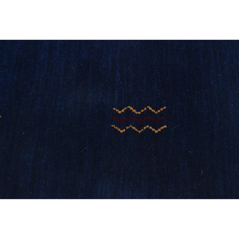ECARPETGALLERY Hand Loomed Kashkuli Gabbeh Dark Blue Wool Rug - 2'8 x 7'7